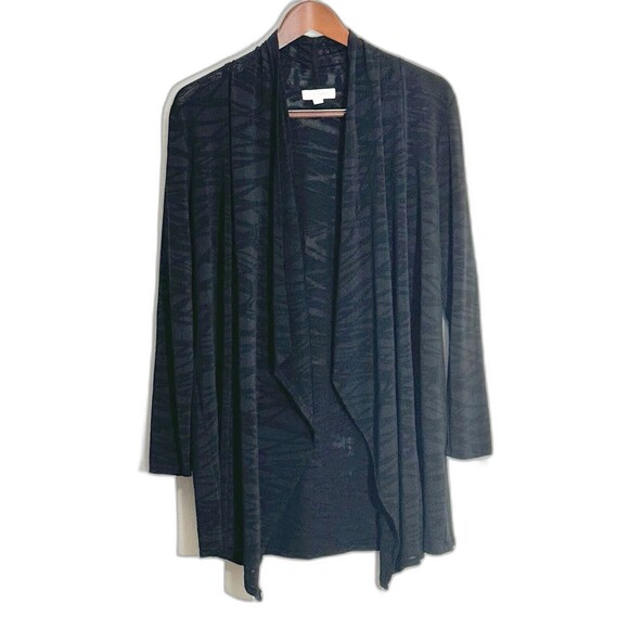 Calvin Klein Cardigan Open Front Black Semi Sheer Mesh Stretch Long Sleeve - Picture 1 of 9